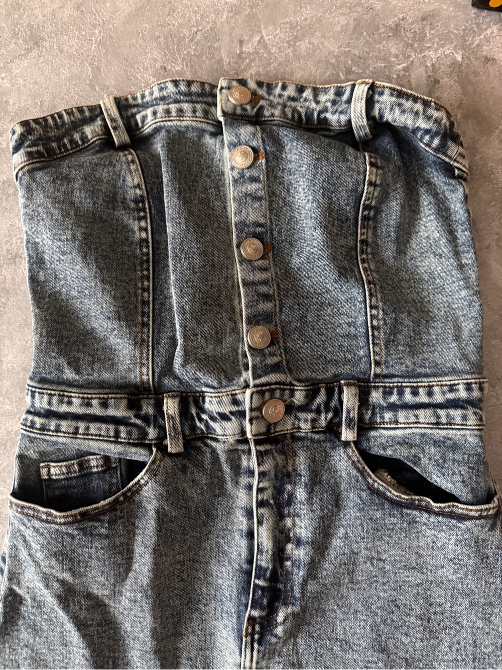 Princess Polly Strapless High-Waist Blue Denim Maxi dress size 2 - Picture 7 of 14